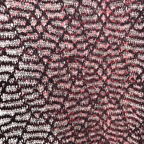 Damee Inc. Cowl Neck Tunic Half Sleeve Swing Sheer Mesh Knit Red Tan Black Small - Picture 9 of 11